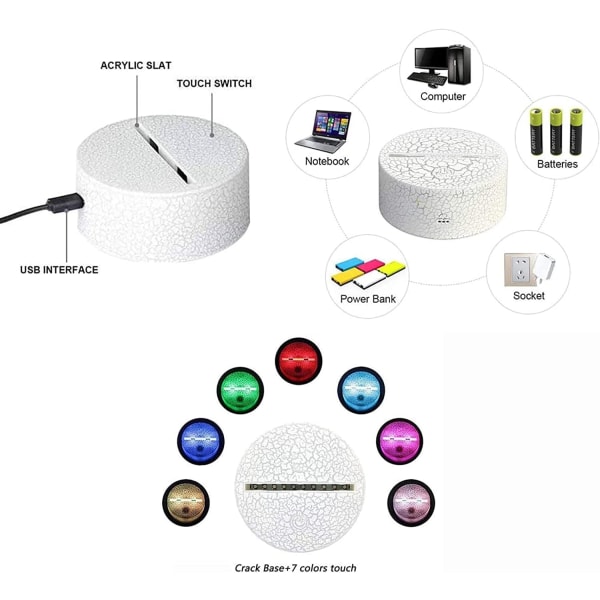 WJ 3D Illuusio Anime-lamppu, 7 Väriä Vaihtuva 3D Illuusio Anime-valo, Anime-hahmo 3D Valo Anime Akryyli LED-lampulle Anime Led-valo Felixa