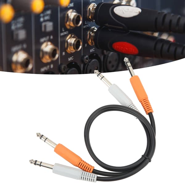Stereo lydkabel 45 cm 6,35 mm til 6,35 mm han til han lydadapterkabel til mikrofon