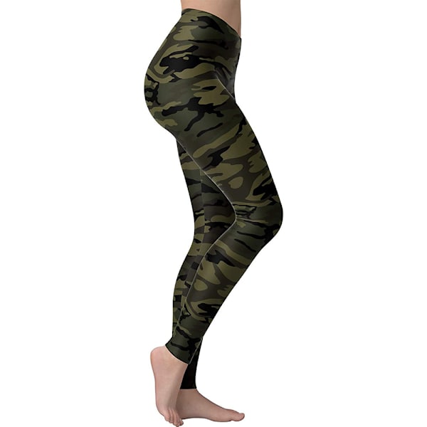 Naisten pehmeät korkeavyötäröiset pitkät painetut skinny stretch -joogashortsit (Print Size 3)