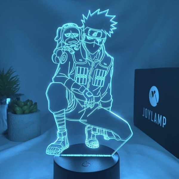 Japansk Anime Figur Itachi Uchiha Kakashi Jiraiya Lamper 3D Optisk Illusion Natlys Lampe Gave til LED Jul Fødselsdag Soveværelse DekorationGaver Naruto går ner på knä