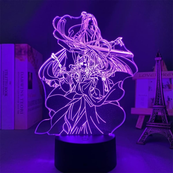 Akryl Mo Dao Zu Shi Anime Illusion Lamp Wei Wuxian LAN Wangji Figur 3D Nattlampa USB 7 Färger Touch/Fjärrkontroll 16 Färger