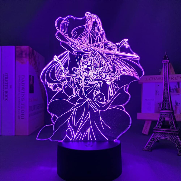 Akryl Mo Dao Zu Shi Anime Illusion Lampe Wei Wuxian LAN Wangji Figur 3D Natlampe USB 7 Farve Touch/Fjernbetjening 16 Farver