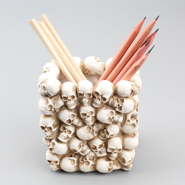 Kallopenkki-kynä- ja lyijykynäteline Resin Skeleton meikkisiveltimen pidike pukeutumispöydälle toimistopöydän säilytyslaatikko