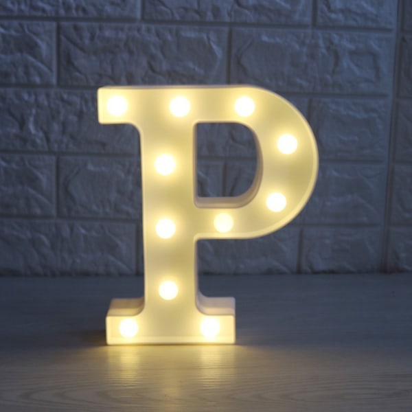 Qinwei Led Light  Number Letter Sign for Night Light Wedding Birthday Party Christmas Home Decoration Number Lamp（Letter P）