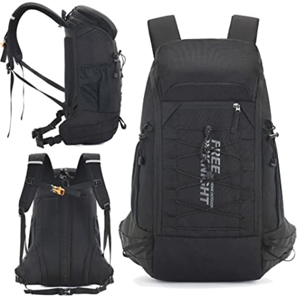 Vandringsryggsäck, campingryggsäck, 40L vattentät vandringsryggsäck, med cover, lätt reseryggsäck, svart