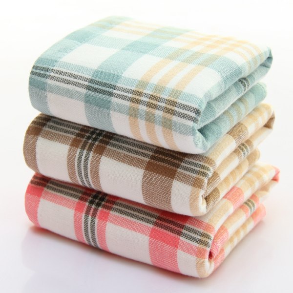Rutiga badlakan för badrum, 3-pack duschhanddukar 13" x 13", superabsorberande och snabbtorkande (rosa+blå+khaki)