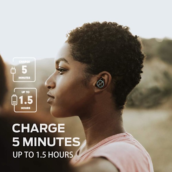 Clarity 101 AirLinks Trådlösa Öronproppar, Bluetooth 5.0 In-Ear-hörlurar med Laddningsfodral, Stereo Hörlurar Djup Basljud, IPX5 Wa