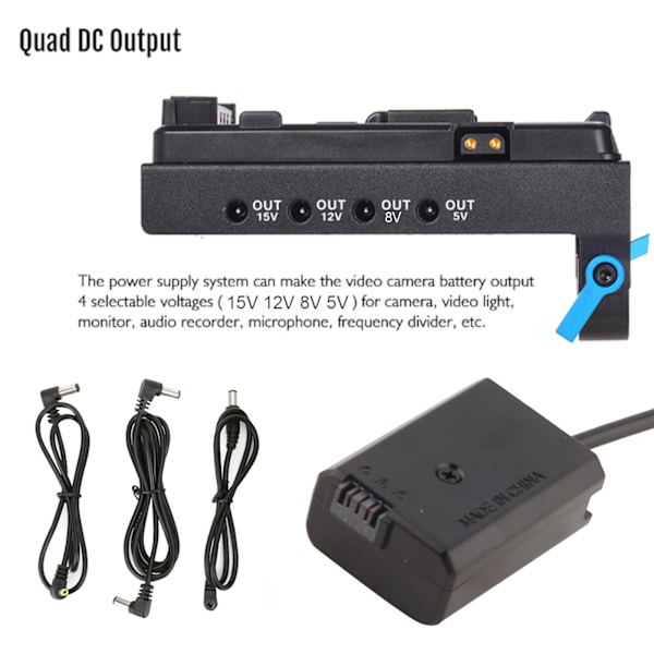 Full Decode FW50 Virtuell V Mount Batteriplatta Adapter med 15mm Dubbelhålsstångsklämma för Sony Alpha A6000 A6300 A6500 A7R A7
