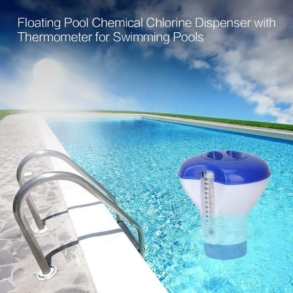 2 stk. Flydende klor dispenser med termometer - Justerbar kemisk flyder til pools og boblebade, klor tablet holder til Ind 2pcs