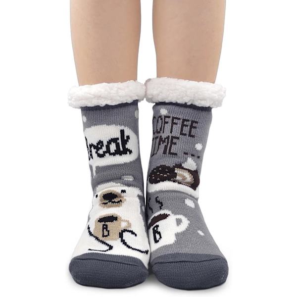 Fuzzy Sokker med Greb til Kvinder Antislip Slippersokker Vinter Varme Hyggelige Bløde Tykke Fluffy Sokker Julegave, 01
