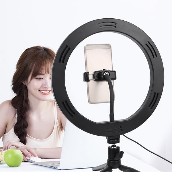10 tommer bærbar LED-ringlys fyldlampe med mini-bordstativ telefonklemme til makeup