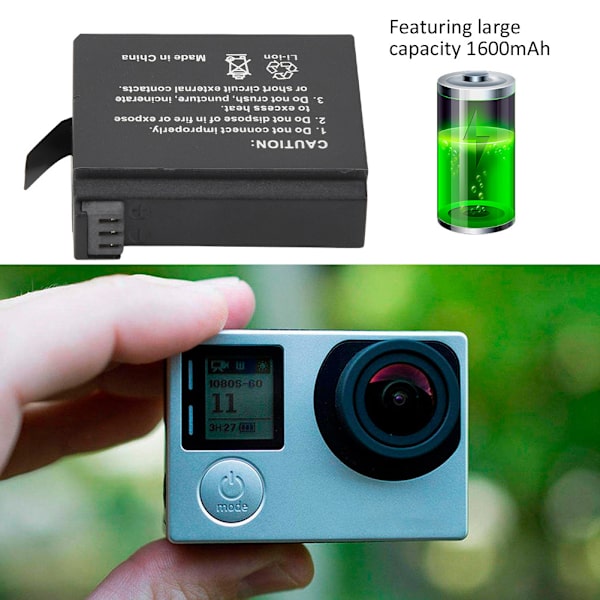 AHDBT-401 Batteri Passar till Gopro Hero 4 Kamera 3.8v 1600mAh