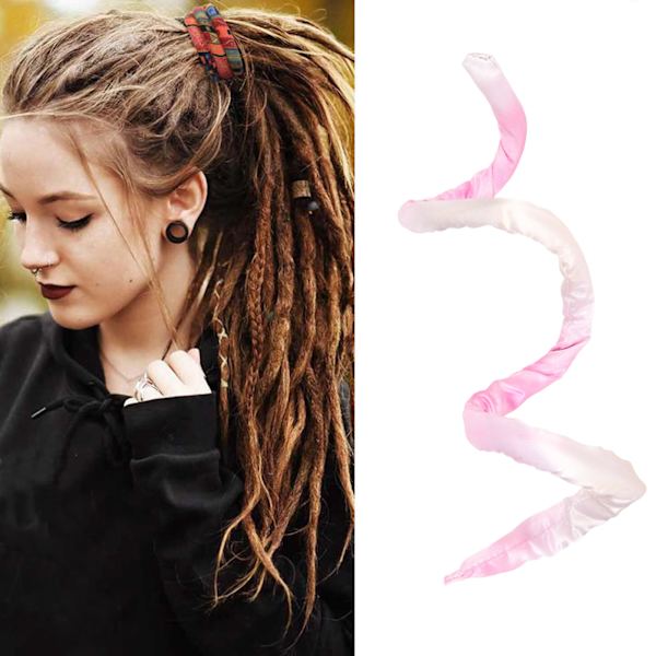 Spiral Lock Hårstrik Tie Dye Rosa Menn Kvinner Bøyelig Dreadlocks Hårstrik Hestehaleholder Tilbehør