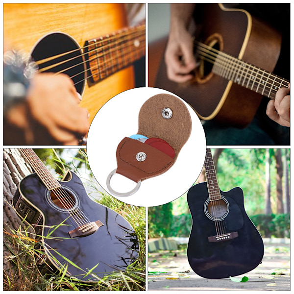 4 st slumpmässiga färger elektrisk bas akustisk gitarr plektrum med plektrumväska (brun väska)