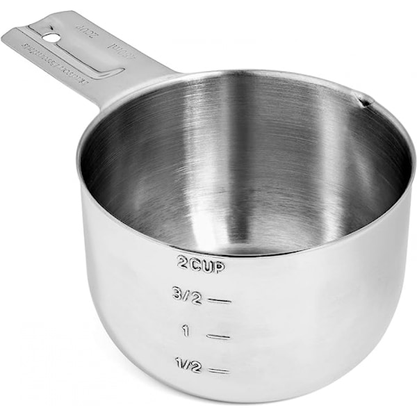 304 Rostfritt Stål Stor Mängd Kopp, Kök Mätkopp, Rostfritt Stål Mätkopp Set (1 Styck, 2 Koppar)