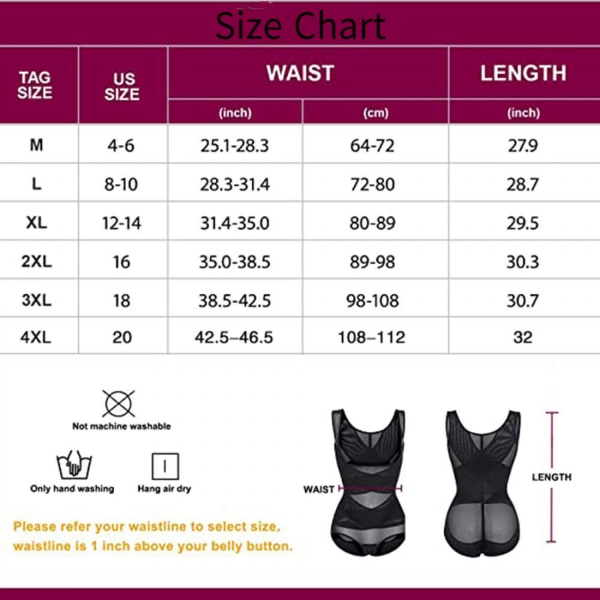 Shapewear Bodystocking til kvinder Mavekontrol Butt Lifter Trusse Højtaljet Shaper Slankende Girdles --- Sort （Størrelse 2XL）