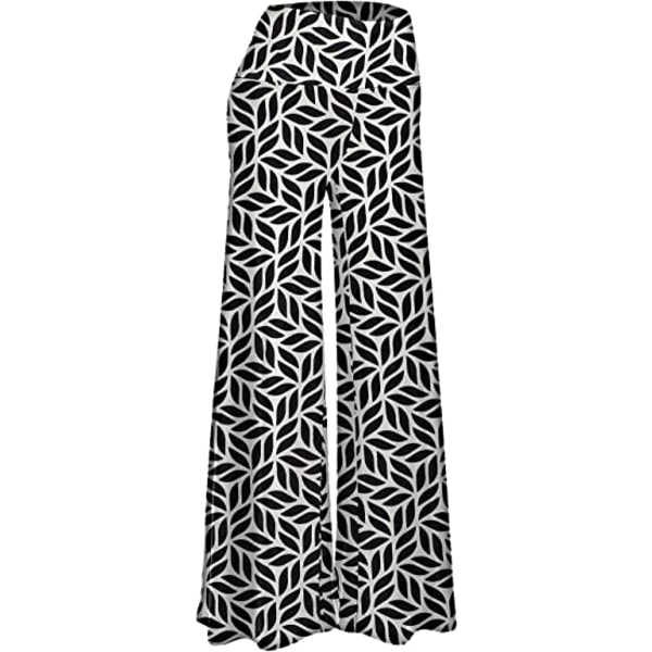 Elastiska byxor med vida ben för kvinnor (svart/vit)