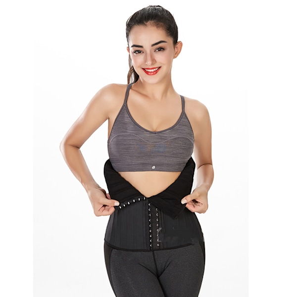 Kvinder 3 Kroge Latex Taljetræner Korset Body Shaper Sports Træning Cincher-Hvid(S)