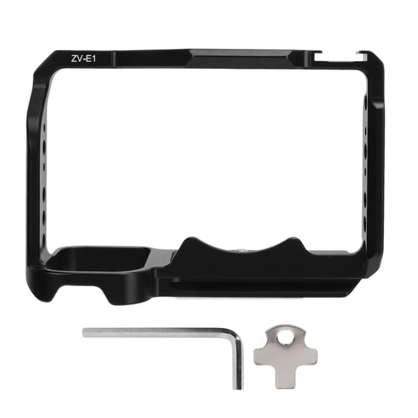 Kamera Full Cage til ZV E1 PU3117B Aluminiumlegering Videooptagelse Kamerarig Stabilisator med 1/4 3/8 Tommer Gevindhul Cold Shoe Interface til Vlogging