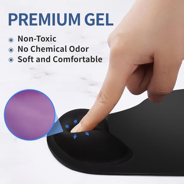 Ergonomisk musematte med håndleddsstøtte, musematte med komfortabel gelhåndleddsstøtte og sklisikker PU-base grey