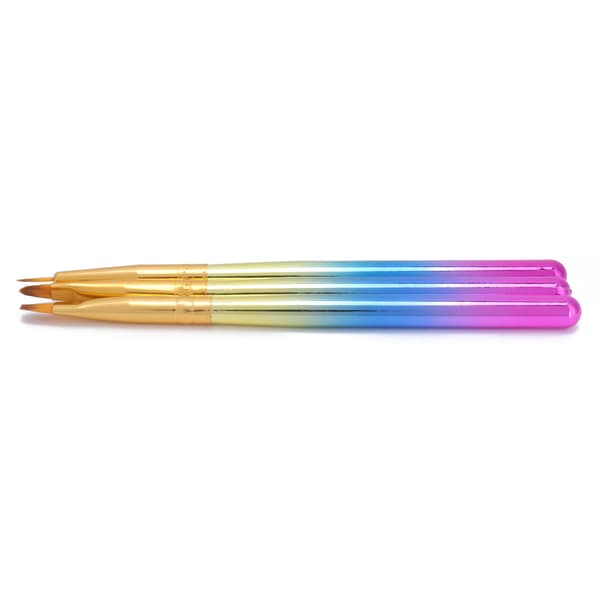 3PCS Neglebørste Sett Neglemaling Drill Tegning Nylon Neglekunst Tips Builder Pensler Kit