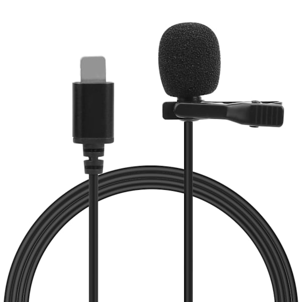 MOVINGMIG Intervjumikrofon Telefon Live Professionell Inspelningskrage Klämma Mikrofon för IOS-kontakt