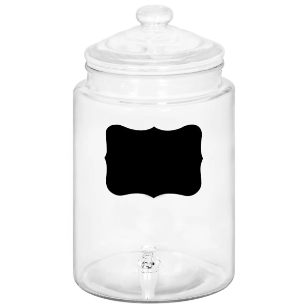 Glasbeholder med taphane og etiket 5800 ml glas