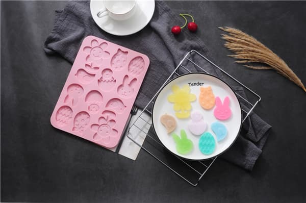 12 silikone chokolade kageforme, isforme, diy cookies, slik, dryp bageforme (lyserød)