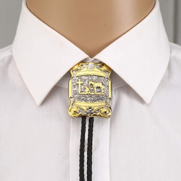 Fashion Cowboy Western Tie, Bolo Tie för män Hästhuvud hänge halsband