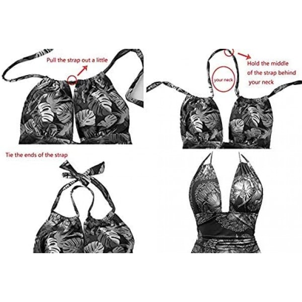 Maternity Badkläder En Delig V-Hals Graviditet Baddräkt Halterneck Maternity Bikini, Vinröd, L