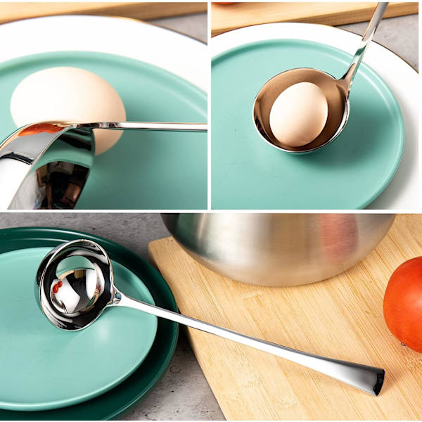 Slev för punch, sopp- och såsslev i rostfritt stål 18/10, kraftig köksslev för matlagning och servering, 28 cm, 77 g
