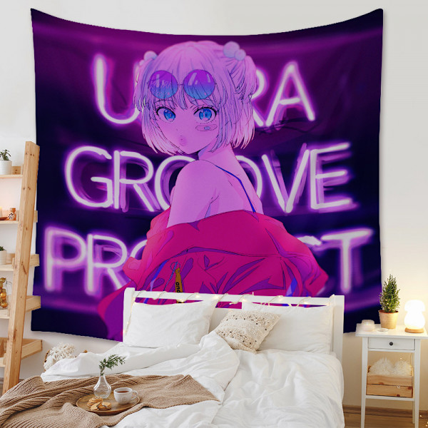 Wekity Anime Gobelin Æstetisk Kunst Hjem Baggrund Stof Dekoration Gave Boho Gobelin til Stue Soveværelse Dekoration (614-4, 59 X 79 tommer )