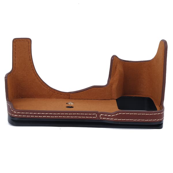 Læder kamera halv bundtaske til Sony A7 A7M3 A7RM3 A9 Quick Release Plate Base Holder Håndgreb brun