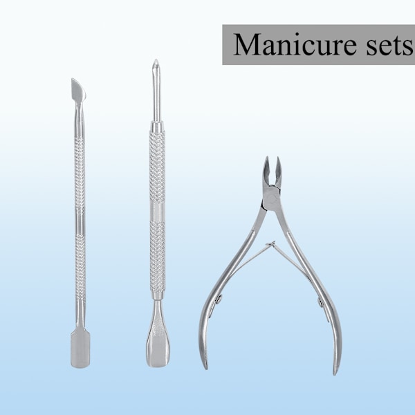 Nagel Rostfritt Stål Nagelbandssked Pusher Remover Nipper Clipper Cut Cutter Set