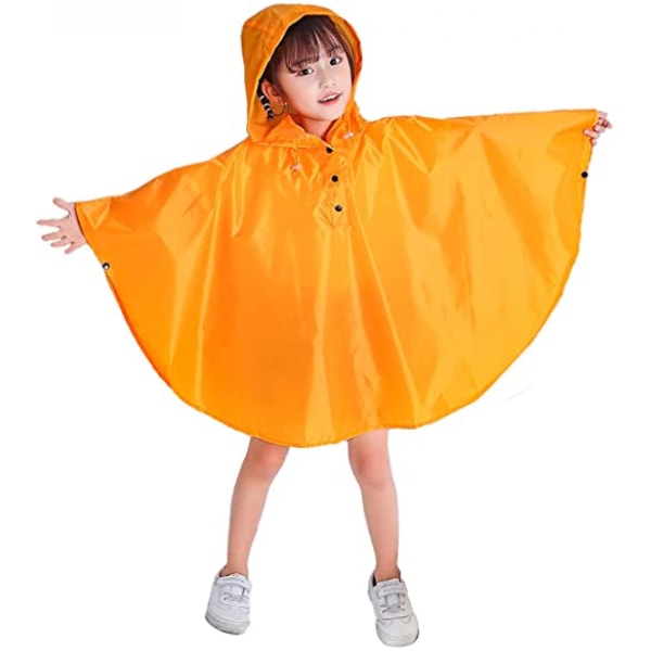 Rain Poncho Huvjacka för barn Regnkappa, Orange, L