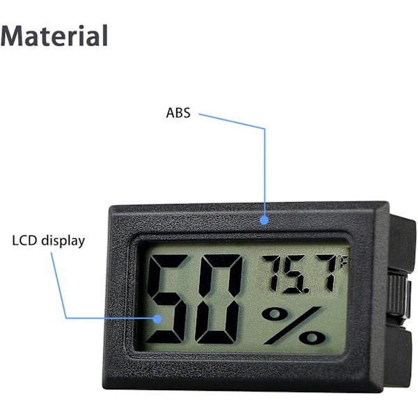 4-pak Mini Digital Elektronisk Temperatur Fugtighedsmåler Måler Indendørs Termometer Hygrometer LCD Display Fahrenheit (℉) til Humidorer, Drivhus, G