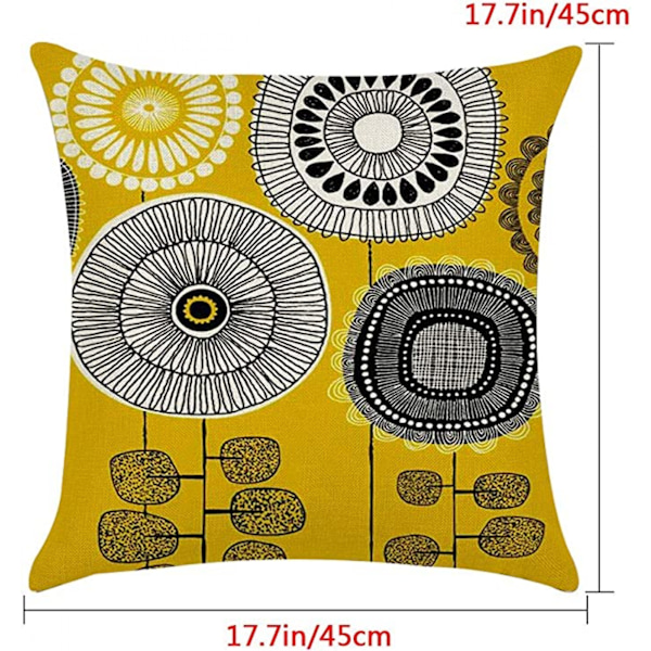 Dekorative bondegårds putetrekk 18 x 18 tommer 2 stk lin utendørs putetrekk for stue sofa bil seng (abstrakte blomster J)