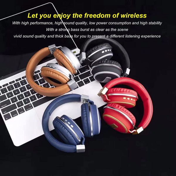 Kablosuz Kulaklıklar, Güçlü Bas 93dB Katlanır Bluetooth Kulaklık Deri Kulak Kapağı Konfor Fişi LX-510BT İş Telefonu İçin (Altın)