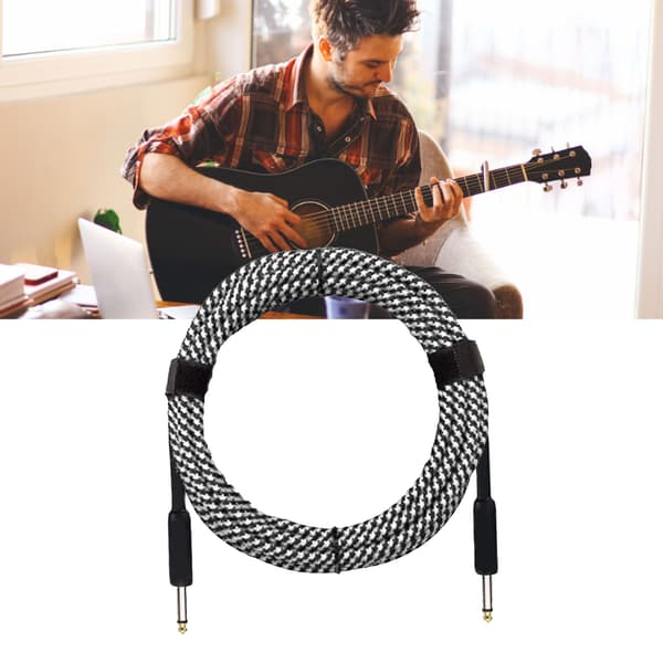 Guitar støjreduktionskabel 3 meter sort hvid ren kobberkerne guitar lydforlængerkabel til bas