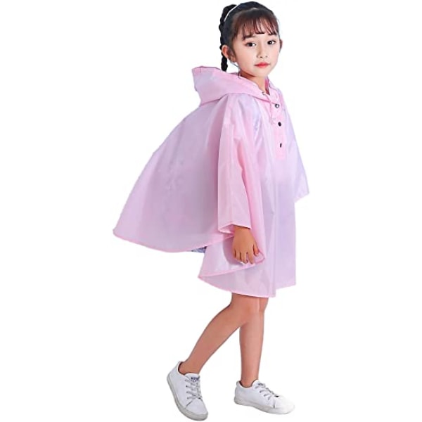 Barn Regn Poncho Huvjacka Regnrock, Ljus Rosa, S