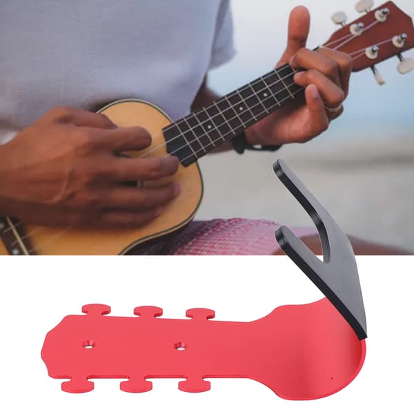 Väggmonterad gitarrhängare Hålfri gitarrväggfästehållare med silikonskyddshylsa för gitarrer Bas Uklele Rosröd