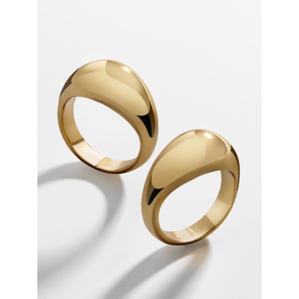 Guld Chunky Dome Rings 18k guldpläterade tjocka guldringar (storlek 10)