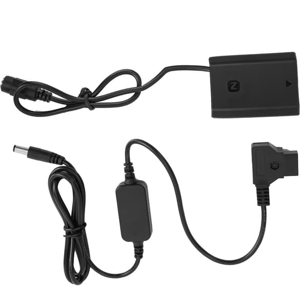 Sort ABS-plast fuldt afkodet NP-FZ100 til D-tap DC-kobling adapter dummy-batteri