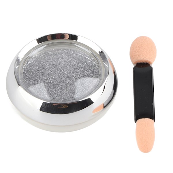 Nagelkonst Spegelkrompulver Manikyr Glitter Pigmentpulver Silver Vit