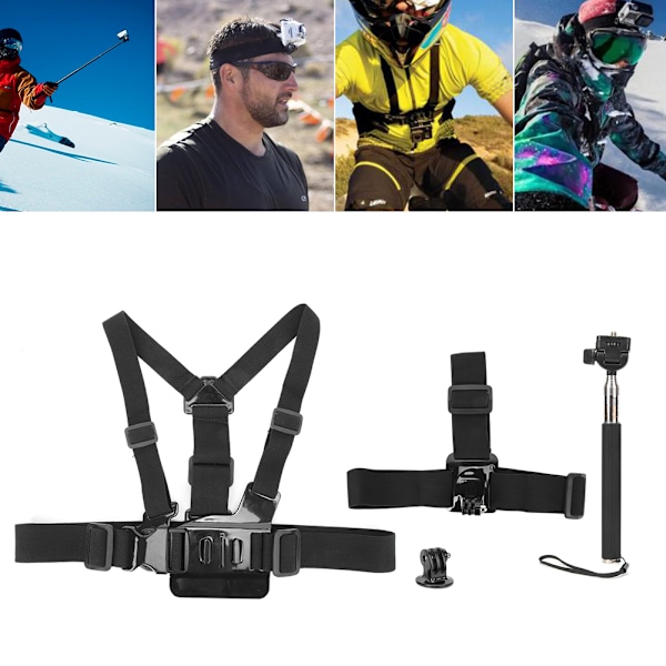 3 i 1 Universal Action Camera Tillbehör Set Kit för Gopro6 5/4/3/2 Cykling Skidåkning