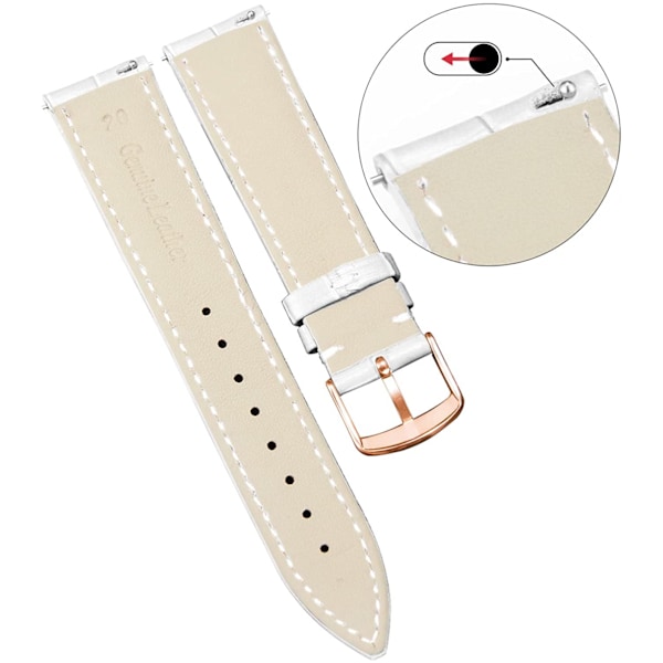 AVEKI Watch i äkta läder Flerfärgat vattentätt för män kvinnor, GR-vit (15 mm)