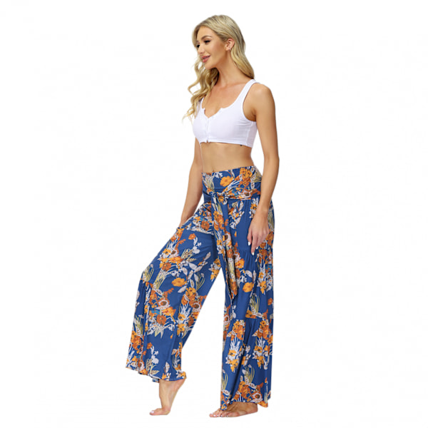 AVEKI Print Elastiska högmidjade Flare Leg Bell Bottom Byxor, FKBB008, XL