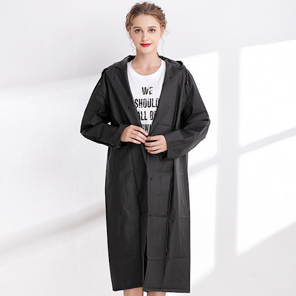 Regnrock Vattentät Regnkappa Poncho med Huva Återanvändbar Unisex Män Kvinnor Lätt Transparent Regnkläder svart (storlek M)