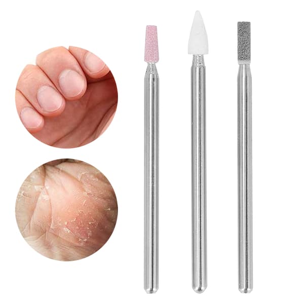3 st Nagelfräsbits Professionella Nagelfil Cuticle Remover Bits med Förvaringslåda