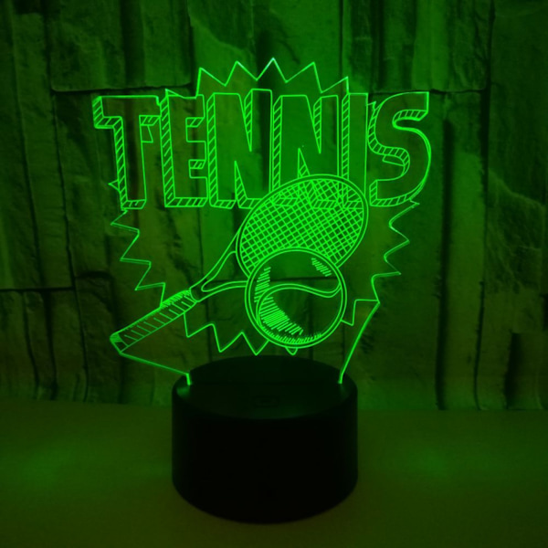 Qinwei Tennis Hjemme Dekoration Kreativ 3D Illusion Lampe LED Natlys 3D Akryl Misfarvning Farverig Gradient Atmosfære Lampe Nyhed Belysning （